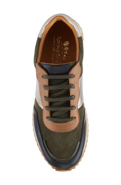 Spring Step Compter Sneaker In Olive Suede