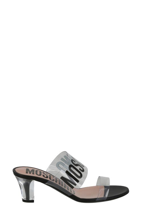 Moschino Women's Logo Transparent Straps Sandals In Transparent Black