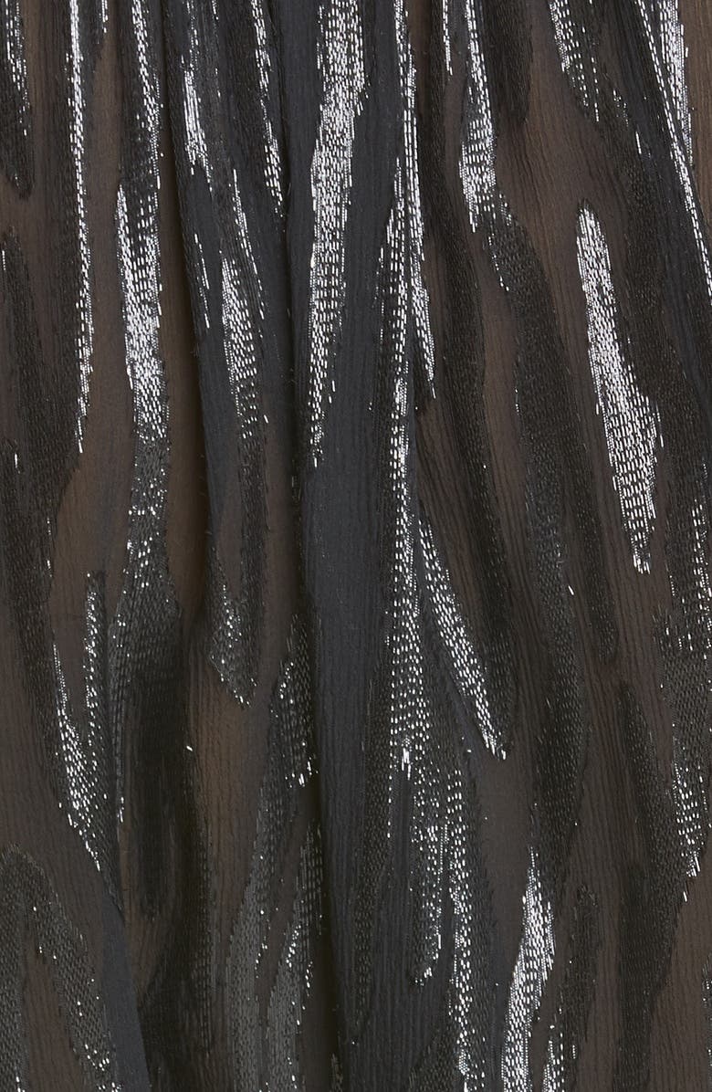 Rebecca Taylor Safari Mettallic Zebra Stripe Silk Georgette Blouse, Alternate, color, 