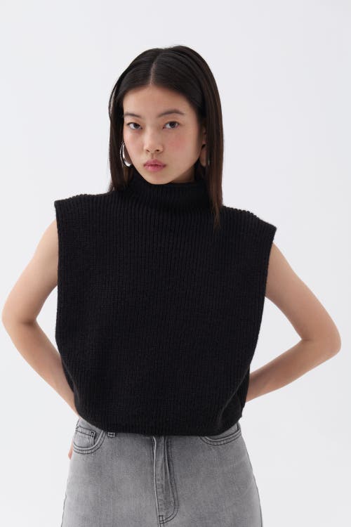 Shop Nocturne Ribbed Turtleneck Knit Sweater In Black