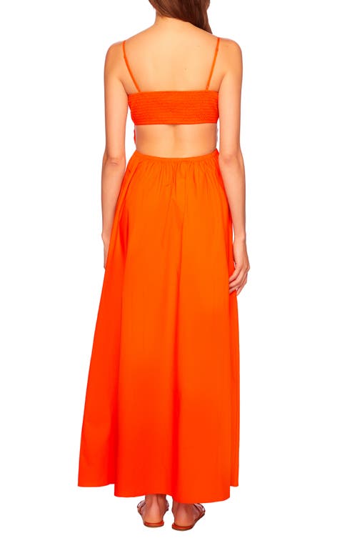 Shop Susana Monaco Cutout Cotton Poplin Maxi Sundress In Mandarin