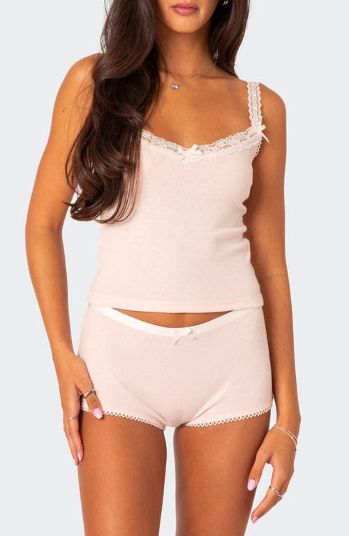 EDIKTED Mariana Pointelle Lace Tank Light-Pink at Nordstrom,
