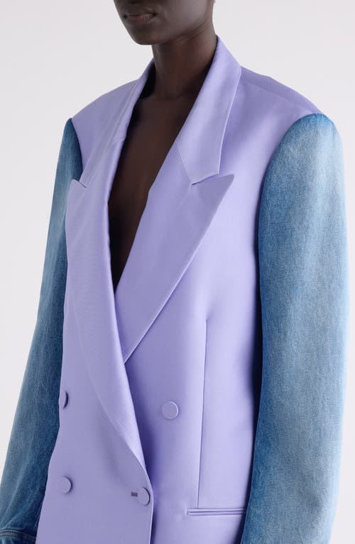 Shop Dries Van Noten Oversize Mixed Media Jacket In Lilac