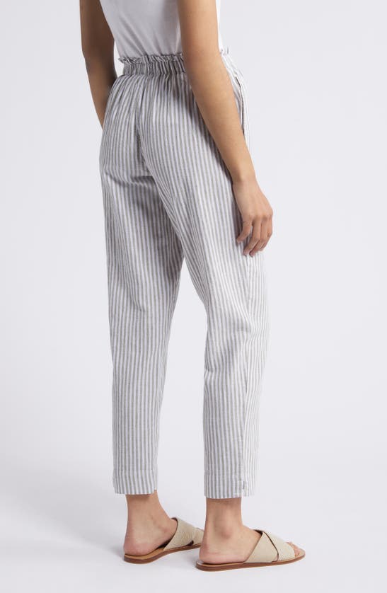 Shop Beachlunchlounge Giavanna Stripe Tapered Linen & Cotton Pants In Sage Leaves