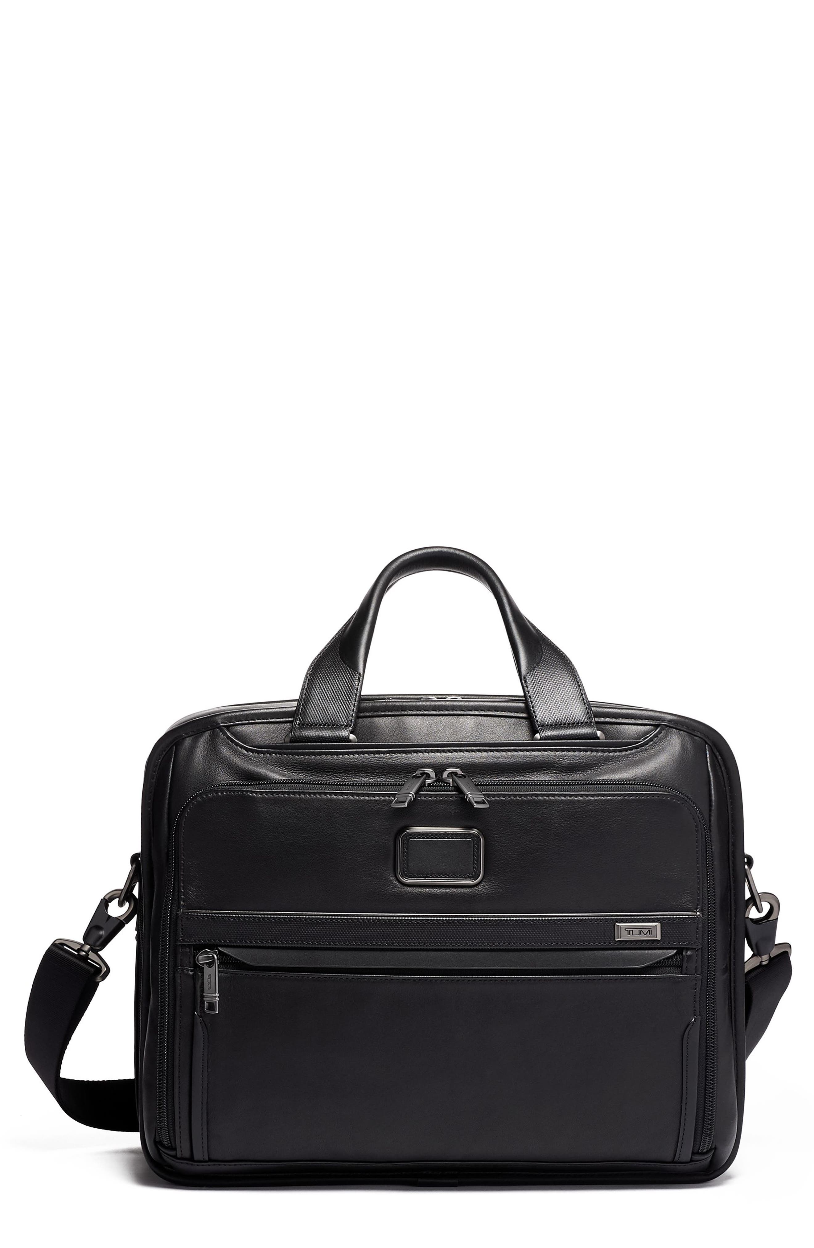 tumi briefcase leather