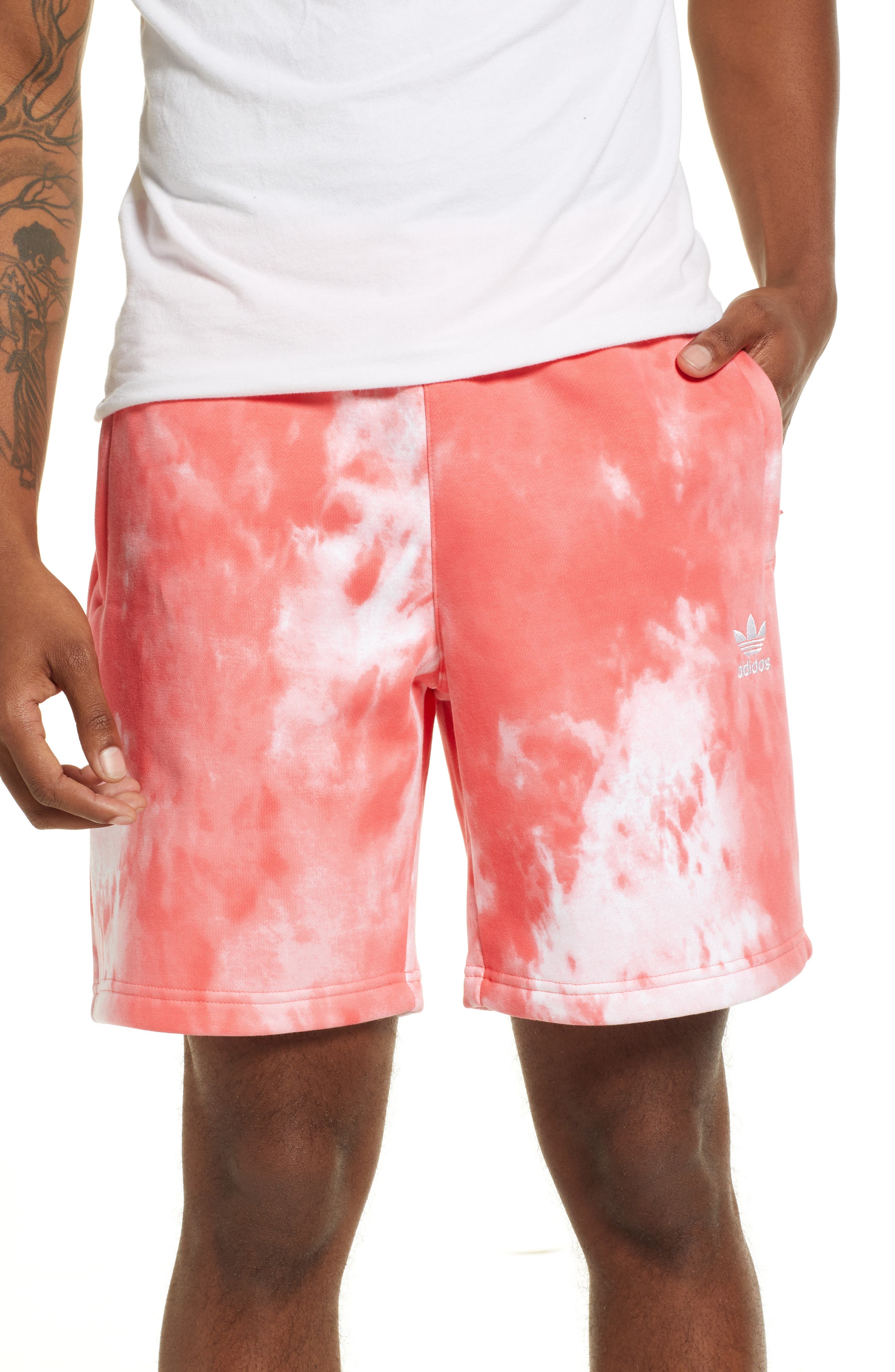 adidas pink tie dye shorts