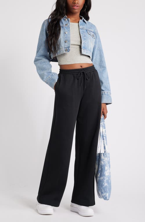 Shop Bp. Wide Leg Fleece Pants In Black Jet