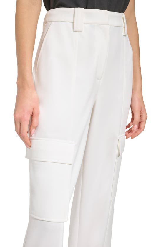 Shop Dkny Straight Leg Crepe Cargo Pants In Ivory