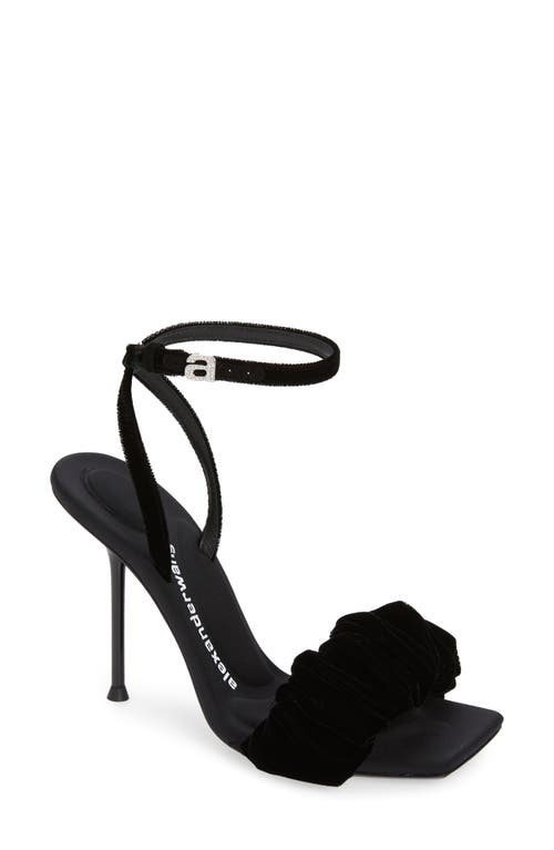 Alexander Wang Julie Scrunchie Strap Velvet Sandal in Black