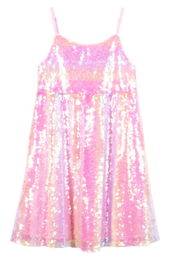 Shop Zunie Kids' Sequin Dress In Pink Multi