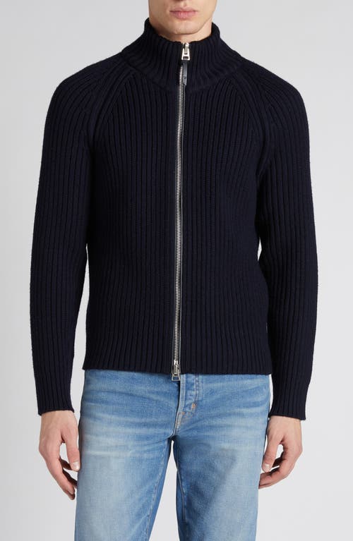 Shop Tom Ford Wool & Cashmere Zip Front Cardigan In Midnight Navy