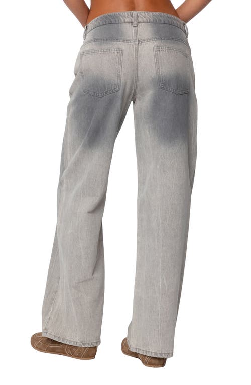 Edikted Joe Low Rise Wide Leg Jeans In Gray-washed