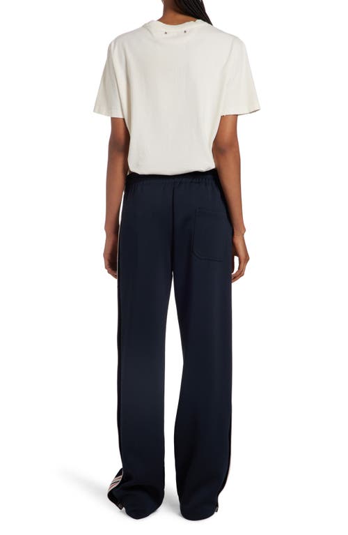 Shop Golden Goose Side Stripe Snap Track Pants In Dark Blue/papyrus