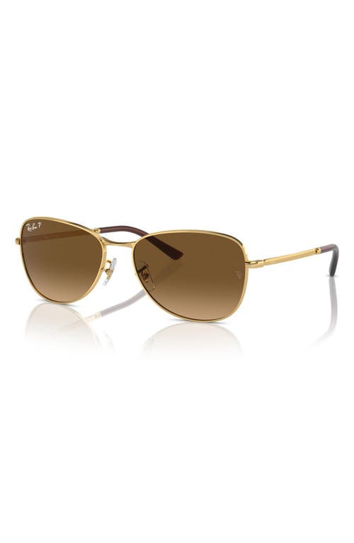 Shop Ray Ban Ray-ban 56mm Polarized Pilot Sunglasses In Gold/brown Grad