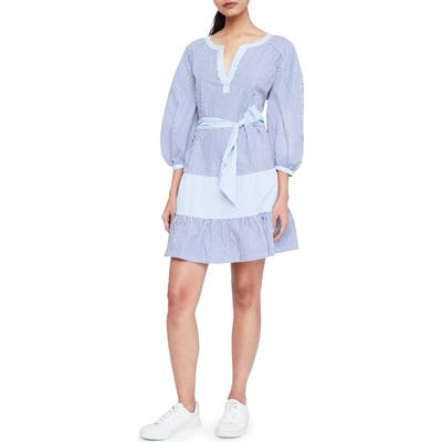 Parker Jenna Mixed Stripe Cotton Dress, Blue