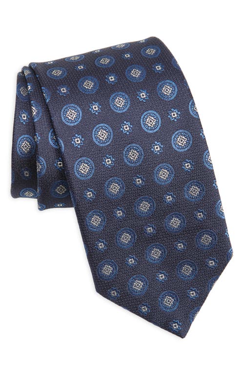 Canali Medallion X-long Silk Tie In Blue