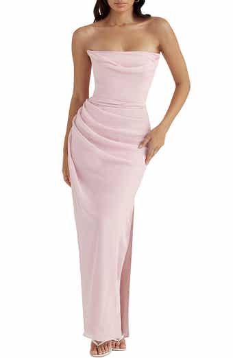 HOUSE OF CB Adrienne Satin Strapless Gown