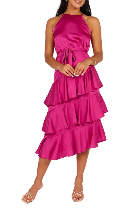 Short Gauze Dress w/ Smocked Waist by Elan - Rose Pink - Miss