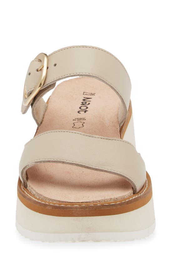 Naot Halvah Platform Wedge Sandal In Soft Ivory Leather