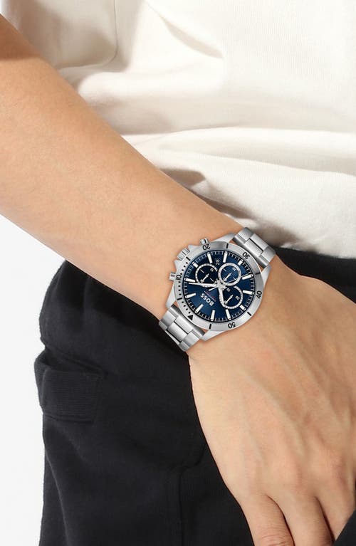 Hugo Boss Men's Chronograph Troper Stainless Steel Bracelet Watch 45mm In Blue