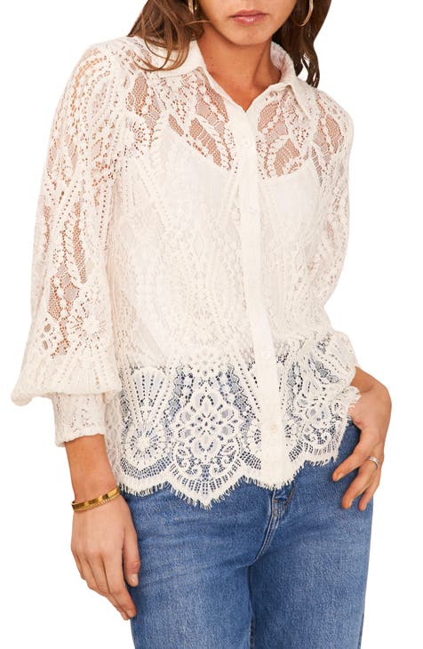 Buy Lucky Brand Women's Plus Size Cold Shoulder Crochet Top in White Multi,  1X at