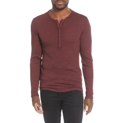 John Varvatos Slim Fit Long Sleeve Henley, Red