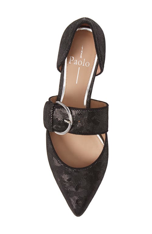 Shop Linea Paolo Dean Pointy Toe Flat In Black/silver Nappa Leather