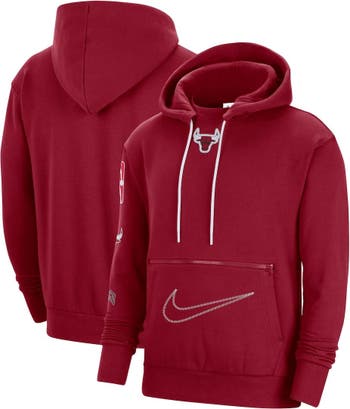 Nike / Women's 2021-22 City Edition Chicago Bulls Red Essential Cropped Pullover  Hoodie