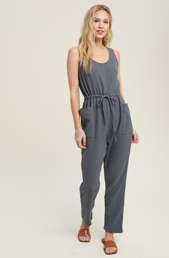 Wishlist Textured Jumpsuit In Navy