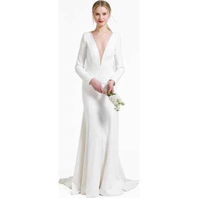 Jenny By Jenny Yoo Blythe Plunging Crepe Gown