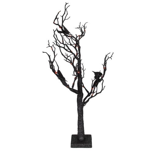 Shop Northlight Led Lighted Glittered Halloween Tree With Bats In Black