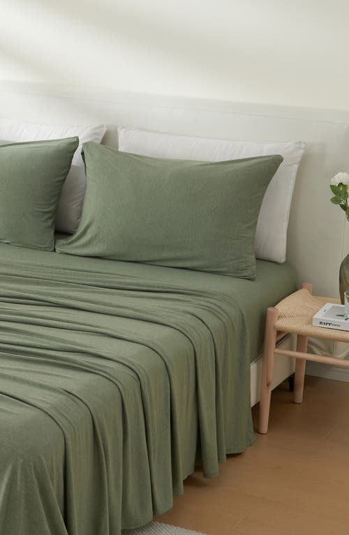 Woven & Weft Jersey Knit Sheet Set In Heathered Olive