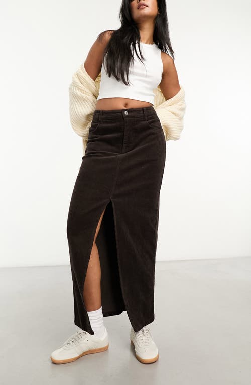 Corduroy Maxi Skirt in Brown