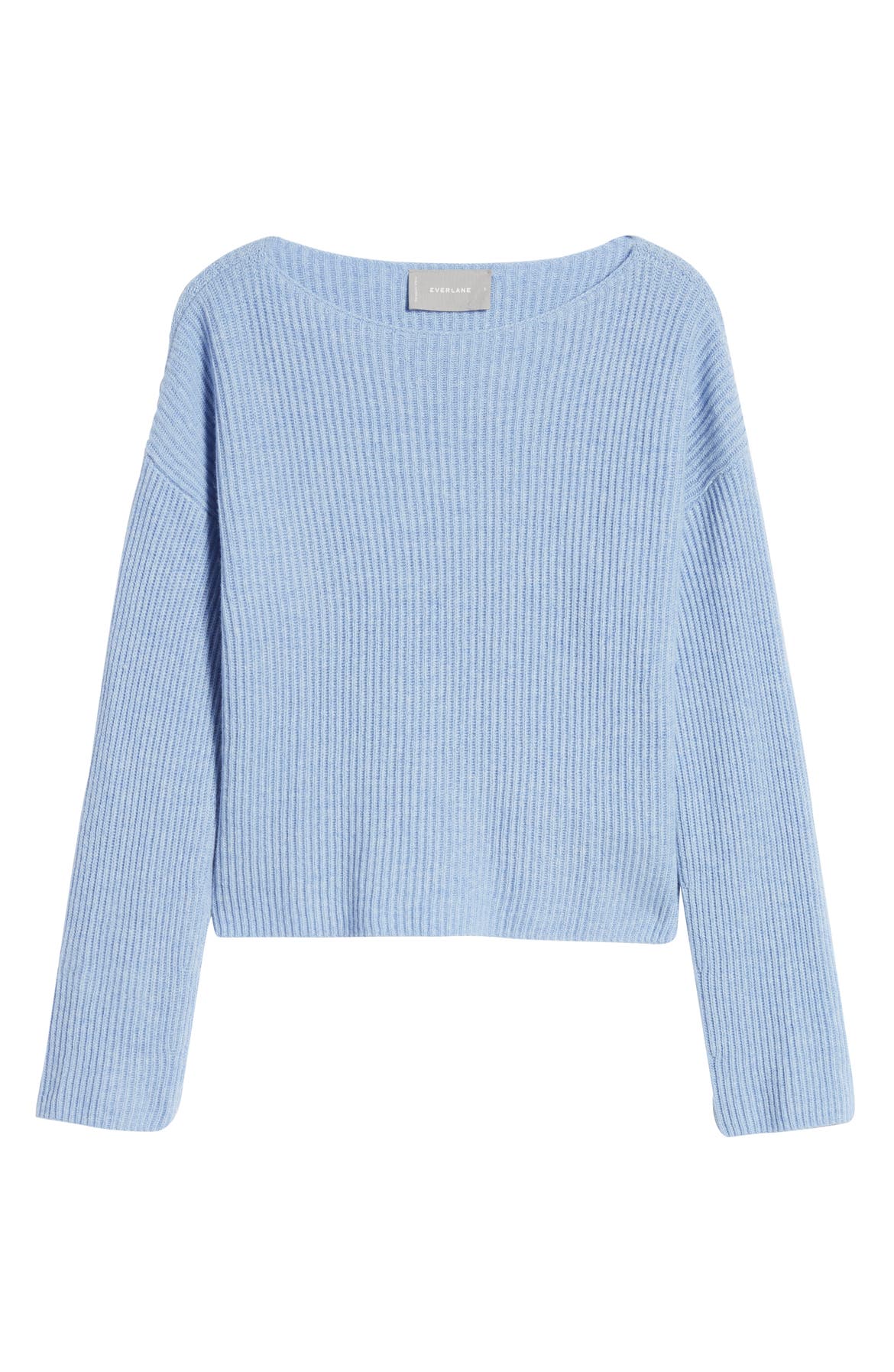 EVERLANE The Cashmere Rib Boatneck Sweater, Main, color, PALE BLUE HEATHER
