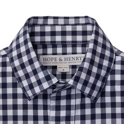 Shop Hope & Henry Boys' Poplin Button Down Shirt, Kids In Navy Gingham