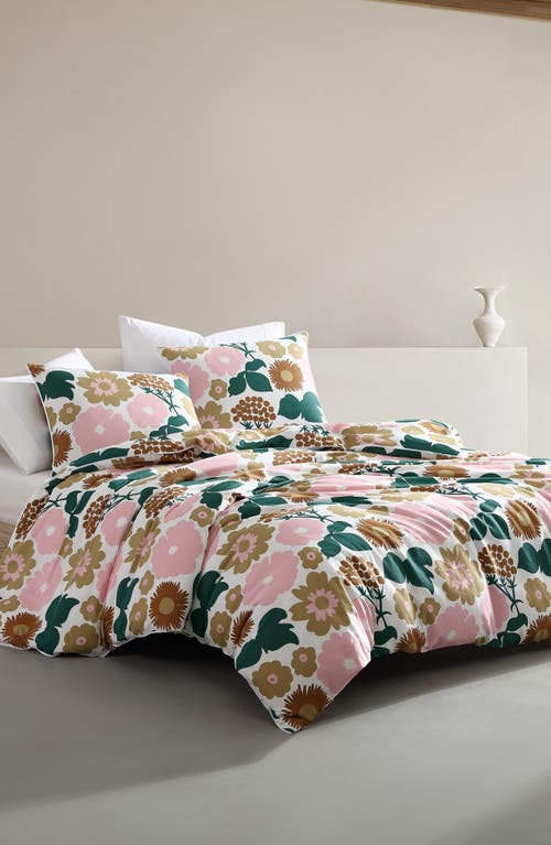 Shop Marimekko Pieni Kukkatori Duvet Cover & Shams Set In Pink/beige