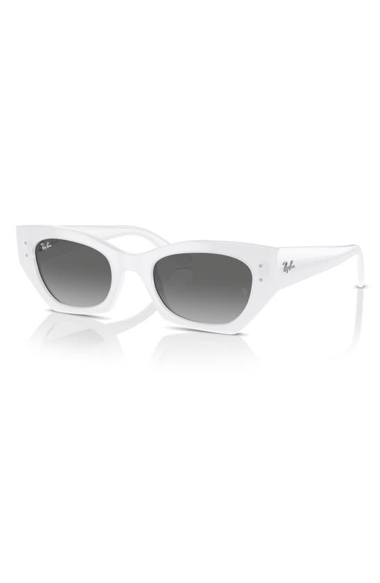 Ray Ban Zena Bio-based Sunglasses White Snow Frame Grey Lenses 52-22 In Grey Flash