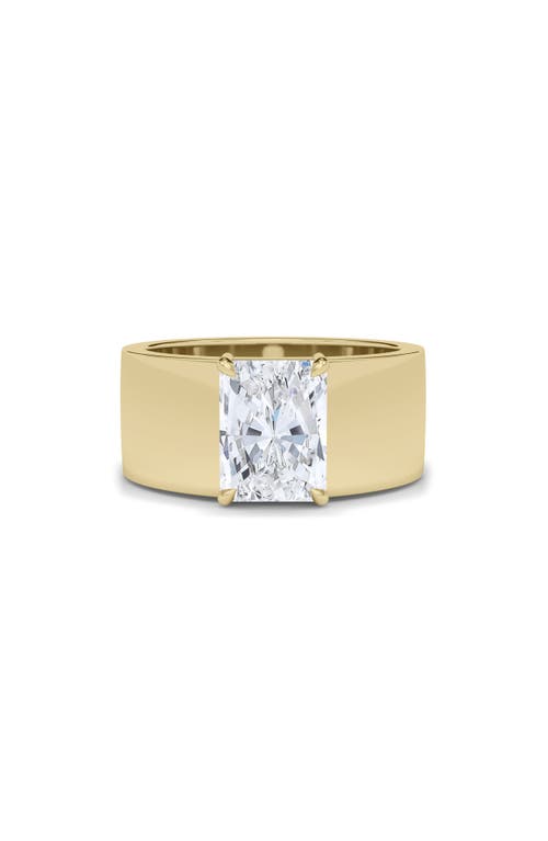 Hautecarat Radiant Cut Cigar Lab Created Diamond Ring In 2.00ctw 18k Yellow Gold