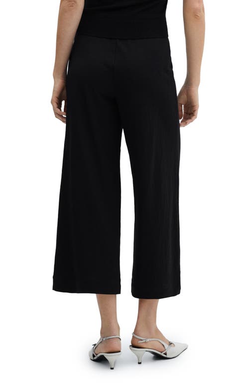 Shop Mango Crop Wide Leg Pants In Black