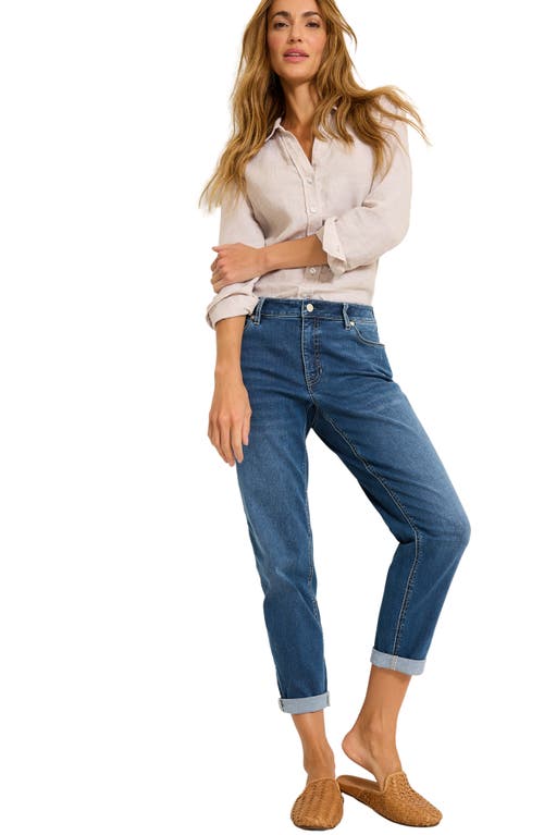 Shop Tommy Bahama Mid Rise Slim Fit Crop Boyfriend Jeans In Sunset Blue Wash