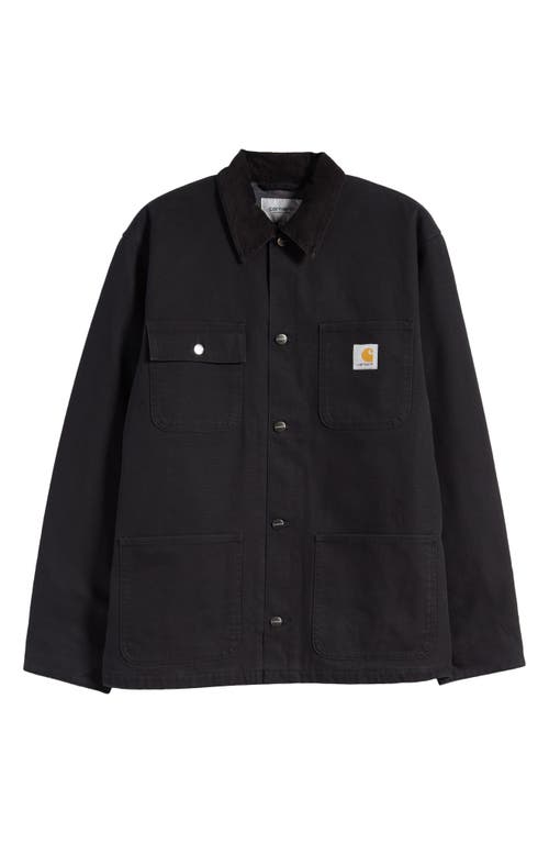 Carhartt Work In Progress Michigan Water Repellent Coat In Black/black Heavy Stone Wash