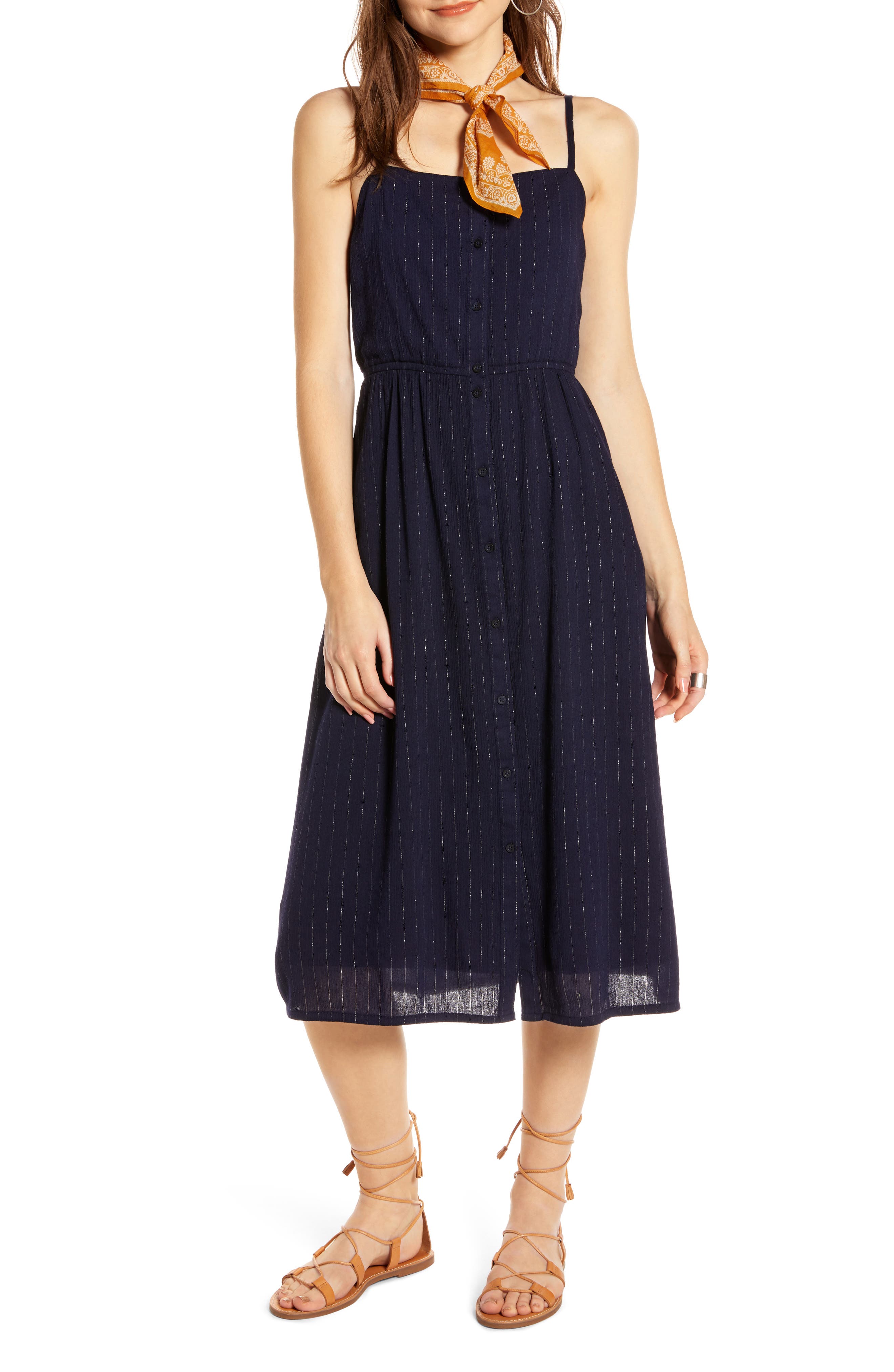 Treasure & Bond Metallic Stripe Dress, Blue
