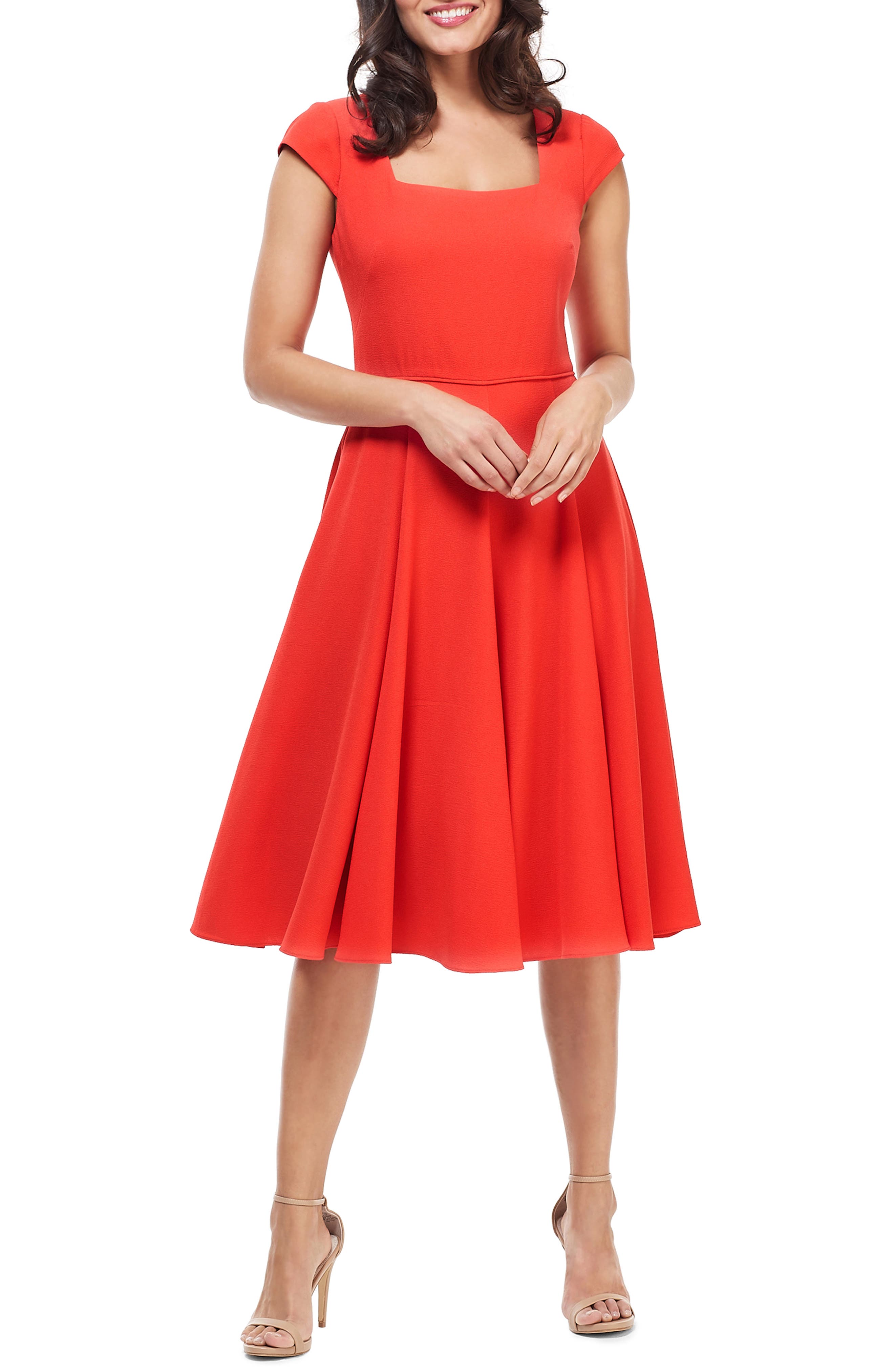 square neck fit and flare dress