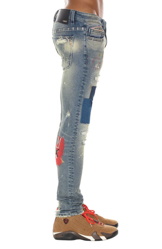 Cult Of Individuality Punk Ripped Stretch Super Skinny Jeans In Basq