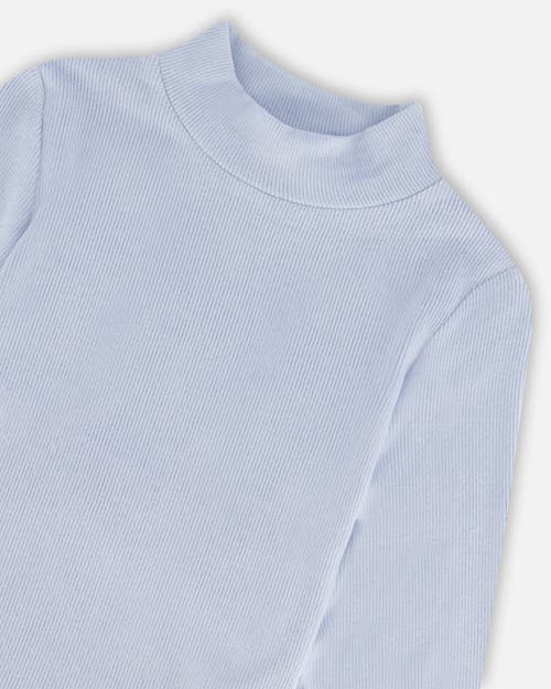 Shop Deux Par Deux Little Girl's Super Soft Brushed Mock Neck Top Light Blue In Blue Fog