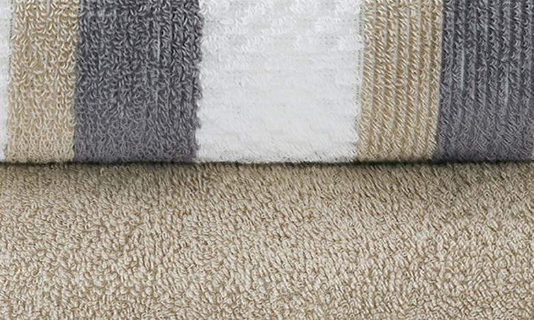 Modern Threads 6-piece Mixed Stripe & Solid Cotton Towel Set In Khaki