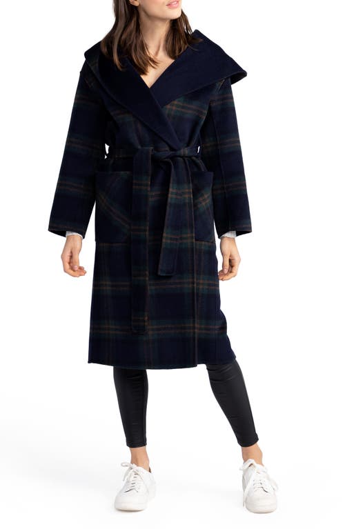 Arcadia Oversize Belted Wool Blend Coat in French Navy