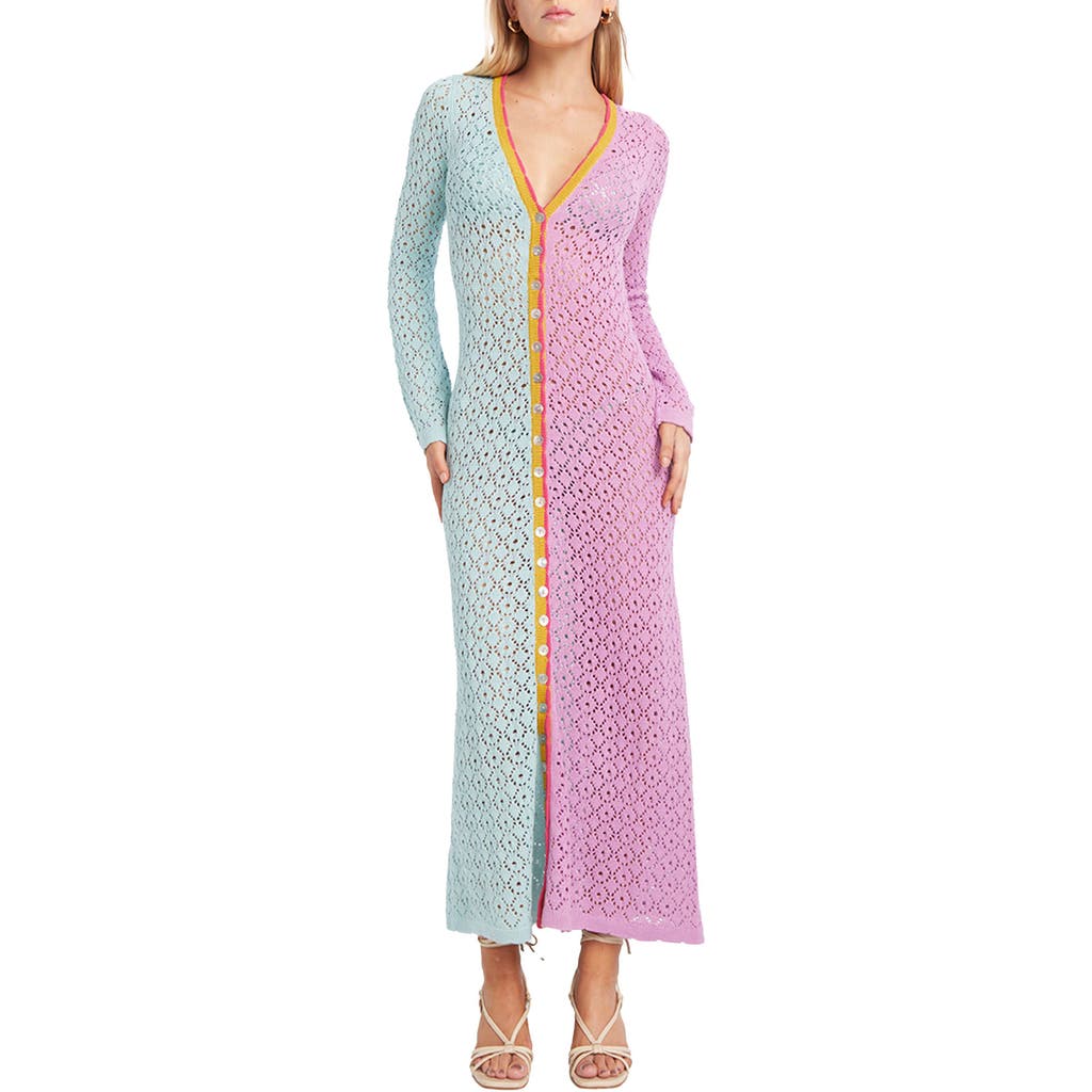 Capittana Alexandra Long Sleeve Colorblock Cover-up Maxi Sweater Dress In Multi