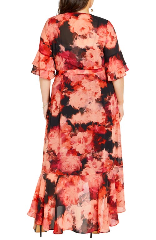 Shop City Chic Mischa Floral Flutter Sleeve Wrap Maxi Dress In Floral Lamour