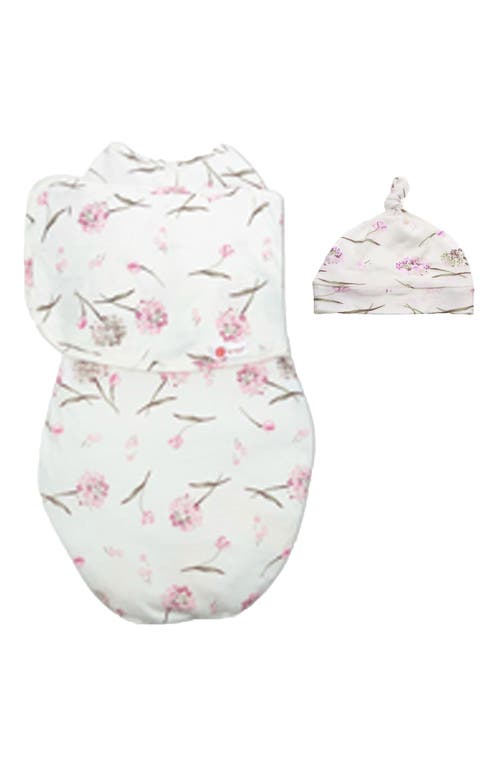 embé Starter 2-Way Swaddle & Hat Set in White Floral at Nordstrom, Size 0-3 M